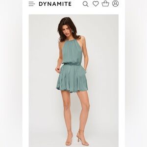 Dynamite “Open-Back Halter Romper” (colour: stormy sea; size: L)